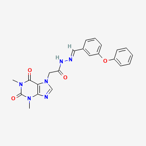 molecular formula C22H20N6O4 B11983397 2-(1,3-dimethyl-2,6-dioxo-1,2,3,6-tetrahydro-7H-purin-7-yl)-N'-[(E)-(3-phenoxyphenyl)methylidene]acetohydrazide 