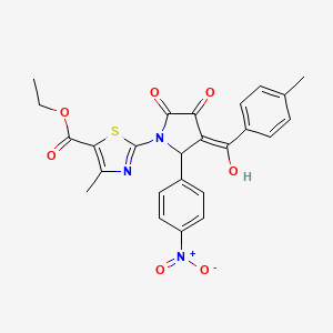 ethyl 2-[(3E)-3-[hydroxy(4-methylphenyl)methylidene]-2-(4-nitrophenyl)-4,5-dioxopyrrolidin-1-yl]-4-methyl-1,3-thiazole-5-carboxylate