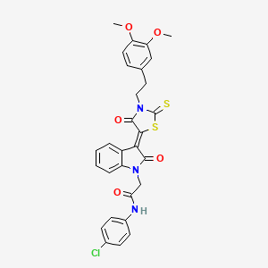 N-(4-Chlorophenyl)-2-((3Z)-3-{3-[2-(3,4-dimethoxyphenyl)ethyl]-4-oxo-2-thioxo-1,3-thiazolidin-5-ylidene}-2-oxo-2,3-dihydro-1H-indol-1-YL)acetamide