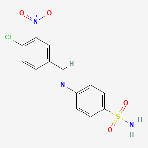 molecular formula C13H10ClN3O4S B11983530 4-{[(E)-(4-chloro-3-nitrophenyl)methylidene]amino}benzenesulfonamide 