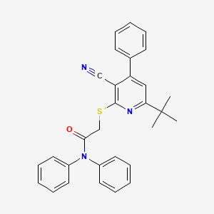 molecular formula C30H27N3OS B11983558 2-[(6-tert-butyl-3-cyano-4-phenylpyridin-2-yl)sulfanyl]-N,N-diphenylacetamide 