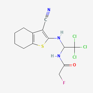 molecular formula C13H13Cl3FN3OS B11983572 2-fluoro-N-{2,2,2-trichloro-1-[(3-cyano-4,5,6,7-tetrahydro-1-benzothiophen-2-yl)amino]ethyl}acetamide 