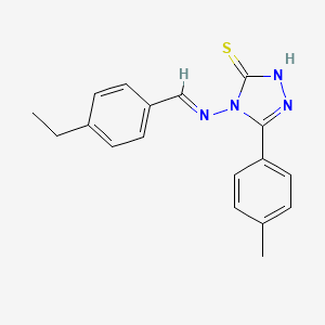 molecular formula C18H18N4S B11983586 4-{[(E)-(4-ethylphenyl)methylidene]amino}-5-(4-methylphenyl)-4H-1,2,4-triazole-3-thiol 