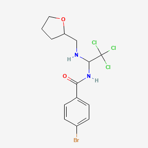 molecular formula C14H16BrCl3N2O2 B11983610 4-bromo-N-{2,2,2-trichloro-1-[(tetrahydro-2-furanylmethyl)amino]ethyl}benzamide 