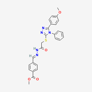 methyl 4-{(E)-[2-({[5-(4-methoxyphenyl)-4-phenyl-4H-1,2,4-triazol-3-yl]sulfanyl}acetyl)hydrazinylidene]methyl}benzoate