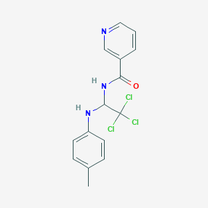 molecular formula C15H14Cl3N3O B11983671 N-(2,2,2-Trichloro-1-p-tolylamino-ethyl)-nicotinamide 