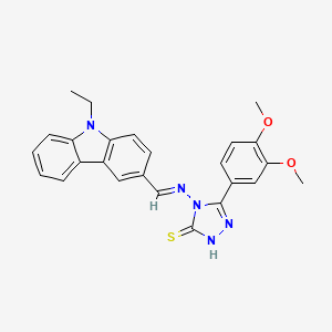 5-(3,4-dimethoxyphenyl)-4-{[(E)-(9-ethyl-9H-carbazol-3-yl)methylidene]amino}-4H-1,2,4-triazol-3-yl hydrosulfide