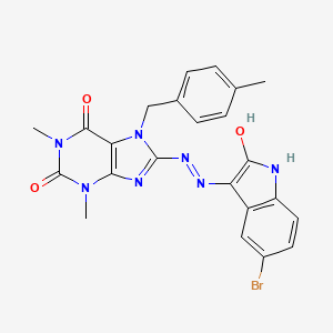 8-[(2Z)-2-(5-bromo-2-oxo-1,2-dihydro-3H-indol-3-ylidene)hydrazinyl]-1,3-dimethyl-7-(4-methylbenzyl)-3,7-dihydro-1H-purine-2,6-dione