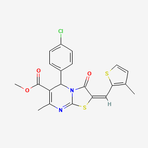 Methyl (2E)-5-(4-chlorophenyl)-7-methyl-2-[(3-methyl-2-thienyl)methylene]-3-oxo-2,3-dihydro-5H-[1,3]thiazolo[3,2-A]pyrimidine-6-carboxylate