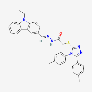 2-{[4,5-bis(4-methylphenyl)-4H-1,2,4-triazol-3-yl]sulfanyl}-N'-[(E)-(9-ethyl-9H-carbazol-3-yl)methylidene]acetohydrazide