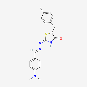 molecular formula C20H22N4OS B11983858 (2E)-2-{(2E)-[4-(dimethylamino)benzylidene]hydrazinylidene}-5-(4-methylbenzyl)-1,3-thiazolidin-4-one 