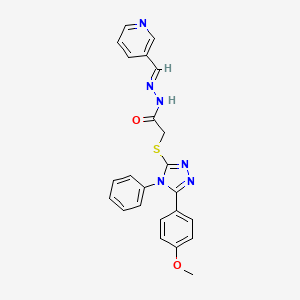 2-{[5-(4-methoxyphenyl)-4-phenyl-4H-1,2,4-triazol-3-yl]sulfanyl}-N'-[(E)-pyridin-3-ylmethylidene]acetohydrazide