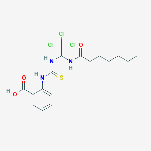 molecular formula C17H22Cl3N3O3S B11983882 2-[({[2,2,2-Trichloro-1-(heptanoylamino)ethyl]amino}carbothioyl)amino]benzoic acid 