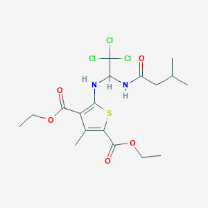 molecular formula C18H25Cl3N2O5S B11983902 Diethyl 3-methyl-5-({2,2,2-trichloro-1-[(3-methylbutanoyl)amino]ethyl}amino)-2,4-thiophenedicarboxylate 