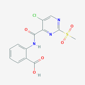 molecular formula C13H10ClN3O5S B11983913 2-(5-Chloro-2-(methylsulfonyl)pyrimidine-4-carboxamido)benzoic acid 