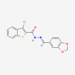 molecular formula C17H11ClN2O3S B11983957 N'-[(E)-1,3-benzodioxol-5-ylmethylidene]-3-chloro-1-benzothiophene-2-carbohydrazide 