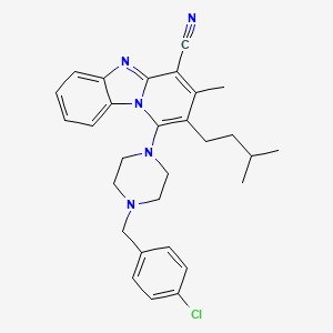 molecular formula C29H32ClN5 B11984015 1-[4-(4-Chlorobenzyl)piperazin-1-yl]-3-methyl-2-(3-methylbutyl)pyrido[1,2-a]benzimidazole-4-carbonitrile 