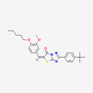 molecular formula C27H31N3O3S B11984088 (5E)-2-(4-tert-butylphenyl)-5-[3-methoxy-4-(pentyloxy)benzylidene][1,3]thiazolo[3,2-b][1,2,4]triazol-6(5H)-one 