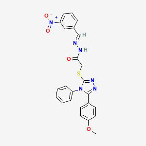 2-{[5-(4-methoxyphenyl)-4-phenyl-4H-1,2,4-triazol-3-yl]sulfanyl}-N'-[(E)-(3-nitrophenyl)methylidene]acetohydrazide