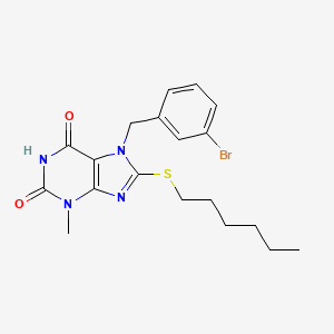 7-(3-Bromo-benzyl)-8-hexylsulfanyl-3-methyl-3,7-dihydro-purine-2,6-dione