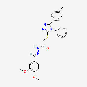 molecular formula C26H25N5O3S B11984182 N'-[(E)-(3,4-dimethoxyphenyl)methylidene]-2-{[5-(4-methylphenyl)-4-phenyl-4H-1,2,4-triazol-3-yl]sulfanyl}acetohydrazide 