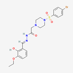 molecular formula C21H25BrN4O5S B11984192 2-{4-[(4-Bromophenyl)sulfonyl]-1-piperazinyl}-N'-[(E)-(3-ethoxy-2-hydroxyphenyl)methylidene]acetohydrazide 