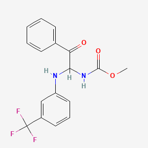 molecular formula C17H15F3N2O3 B11984232 Methyl (2-oxo-2-phenyl-1-{[3-(trifluoromethyl)phenyl]amino}ethyl)carbamate 