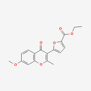 molecular formula C18H16O6 B11984311 ethyl 5-(7-methoxy-2-methyl-4-oxo-4H-chromen-3-yl)furan-2-carboxylate 