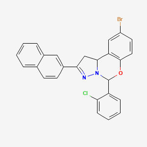 9-Bromo-5-(2-chlorophenyl)-2-(naphthalen-2-yl)-5,10b-dihydro-1H-benzo[e]pyrazolo[1,5-c][1,3]oxazine