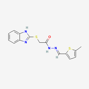 molecular formula C15H14N4OS2 B11984393 2-(1H-benzimidazol-2-ylsulfanyl)-N'-[(E)-(5-methylthiophen-2-yl)methylidene]acetohydrazide 