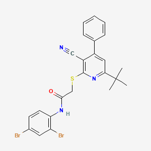 2-[(6-tert-butyl-3-cyano-4-phenylpyridin-2-yl)sulfanyl]-N-(2,4-dibromophenyl)acetamide