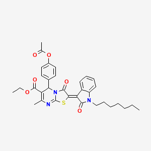 ethyl (2Z)-5-[4-(acetyloxy)phenyl]-2-(1-heptyl-2-oxo-1,2-dihydro-3H-indol-3-ylidene)-7-methyl-3-oxo-2,3-dihydro-5H-[1,3]thiazolo[3,2-a]pyrimidine-6-carboxylate