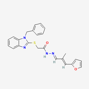 molecular formula C24H22N4O2S B11984426 2-[(1-benzyl-1H-benzimidazol-2-yl)thio]-N'-[(E,2E)-3-(2-furyl)-2-methyl-2-propenylidene]acetohydrazide 