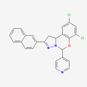 molecular formula C25H17Cl2N3O B11984438 7,9-Dichloro-2-(2-naphthyl)-5-(4-pyridinyl)-1,10b-dihydropyrazolo[1,5-c][1,3]benzoxazine CAS No. 303059-93-0