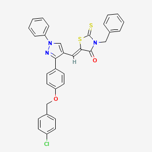 (5Z)-3-benzyl-5-[(3-{4-[(4-chlorobenzyl)oxy]phenyl}-1-phenyl-1H-pyrazol-4-yl)methylene]-2-thioxo-1,3-thiazolidin-4-one