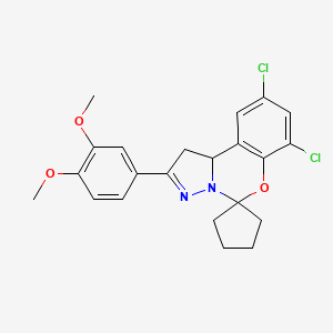 7,9-Dichloro-2-(3,4-dimethoxyphenyl)-1,10B-dihydrospiro[benzo[E]pyrazolo[1,5-C][1,3]oxazine-5,1'-cyclopentane]