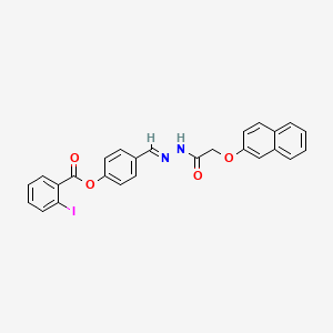 4-((2-(2-(Naphthalen-2-yloxy)acetyl)hydrazono)methyl)phenyl 2-iodobenzoate