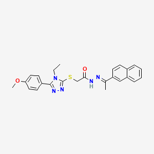 molecular formula C25H25N5O2S B11984587 2-[[4-ethyl-5-(4-methoxyphenyl)-1,2,4-triazol-3-yl]sulfanyl]-N-[(Z)-1-naphthalen-2-ylethylideneamino]acetamide CAS No. 303103-01-7