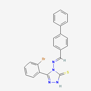 molecular formula C21H15BrN4S B11984605 4-{[(E)-biphenyl-4-ylmethylidene]amino}-5-(2-bromophenyl)-2,4-dihydro-3H-1,2,4-triazole-3-thione 