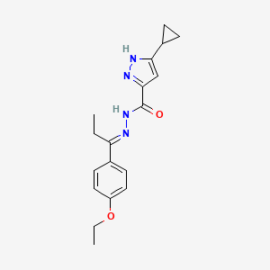 molecular formula C18H22N4O2 B11984674 (E)-3-cyclopropyl-N'-(1-(4-ethoxyphenyl)propylidene)-1H-pyrazole-5-carbohydrazide 