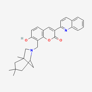 molecular formula C29H30N2O3 B11984716 7-Hydroxy-3-(2-quinolinyl)-8-[(1,3,3-trimethyl-6-azabicyclo[3.2.1]oct-6-YL)methyl]-2H-chromen-2-one 