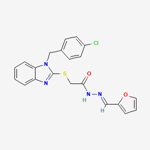 molecular formula C21H17ClN4O2S B11984764 2((1-(4-CL-Benzyl)-1H-benzimidazol-2-YL)thio)N'-(2-furylmethylene)acetohydrazide 