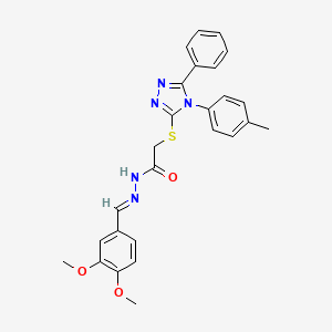 N'-[(E)-(3,4-dimethoxyphenyl)methylidene]-2-{[4-(4-methylphenyl)-5-phenyl-4H-1,2,4-triazol-3-yl]sulfanyl}acetohydrazide