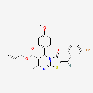 molecular formula C25H21BrN2O4S B11984827 Allyl (2E)-2-(3-bromobenzylidene)-5-(4-methoxyphenyl)-7-methyl-3-oxo-2,3-dihydro-5H-[1,3]thiazolo[3,2-A]pyrimidine-6-carboxylate 