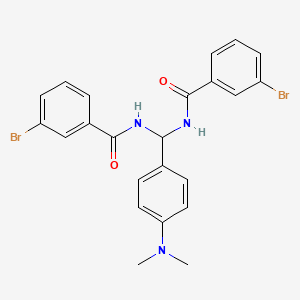 molecular formula C23H21Br2N3O2 B11984878 3-Bromo-N-{[(3-bromobenzoyl)amino][4-(dimethylamino)phenyl]methyl}benzamide 