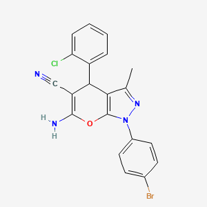 6-Amino-1-(4-bromophenyl)-4-(2-chlorophenyl)-3-methyl-1,4-dihydropyrano[2,3-c]pyrazole-5-carbonitrile