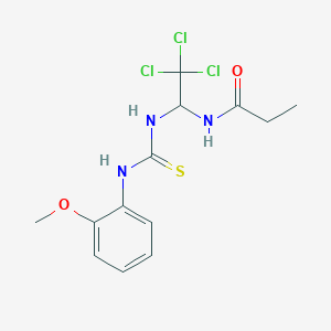 N-(2,2,2-Trichloro-1-(((2-methoxyanilino)carbothioyl)amino)ethyl)propanamide