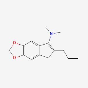 molecular formula C15H19NO2 B1198494 2-n-Propyl-3-dimethylamino-5,6-methylenedioxyindene CAS No. 66789-15-9