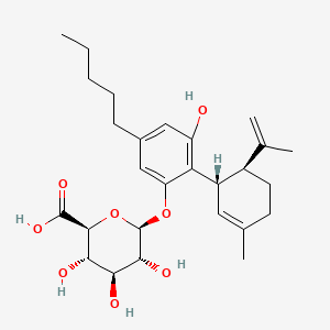 molecular formula C27H38O8 B1198498 (2S,3S,4S,5R,6S)-3,4,5-trihydroxy-6-[3-hydroxy-2-[(1S,6S)-3-methyl-6-prop-1-en-2-ylcyclohex-2-en-1-yl]-5-pentylphenoxy]oxane-2-carboxylic acid CAS No. 68170-65-0