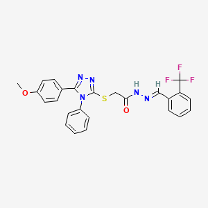 2-{[5-(4-methoxyphenyl)-4-phenyl-4H-1,2,4-triazol-3-yl]sulfanyl}-N'-{(E)-[2-(trifluoromethyl)phenyl]methylidene}acetohydrazide